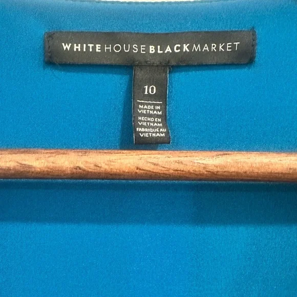 White House Black Market Blue Wrap Dress Size 10 Teal Knee Length Short Sleeve - Picture 3 of 4